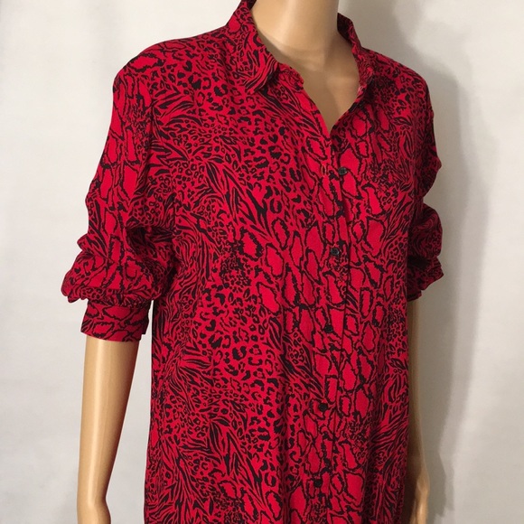 NWT H&M Cool Red & Black Print Tunic Blouse - Picture 15 of 16